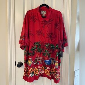 Big Dogs Button Down Shirt Tropical Print 3XL Hawaiian Short Sleeve Y2K Vintage